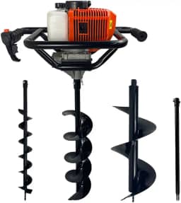 Perfurador de Solo a Gasolina 52cc 2,5HP com Brocas 80x10 + 80x15 + 80x30+ Extensão 60cm Carbon Fak