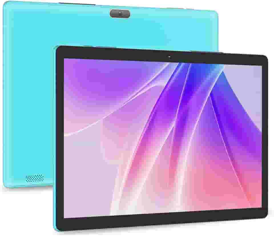 PRITOM Tablet M10 de 10 polegadas - tablets Android 13 com 64 GB, expansão de 512 GB, quad-core, tela HD IPS, câmera dupla, Wi-Fi, Bluetooth, ciano
