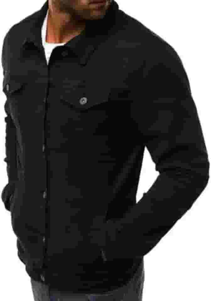 Jaqueta Jeans Masculina Preta Estilo Clássico Premium