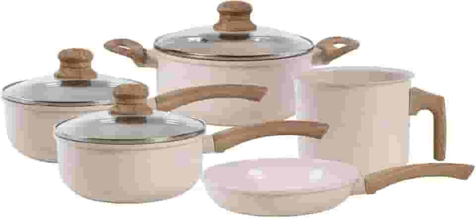 Jogo de Panelas de Alumínio Revestimento Cerâmico com Antiaderente Ecoglide Tuut Vanilla 5 peças