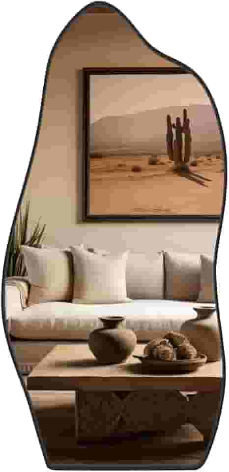 Espelho De Corpo Inteiro 100x50 Cm | Design OrgâNico E Moderno | Com Suporte | Para Quarto, Sala E áRea De Vestir(CARAMELO)