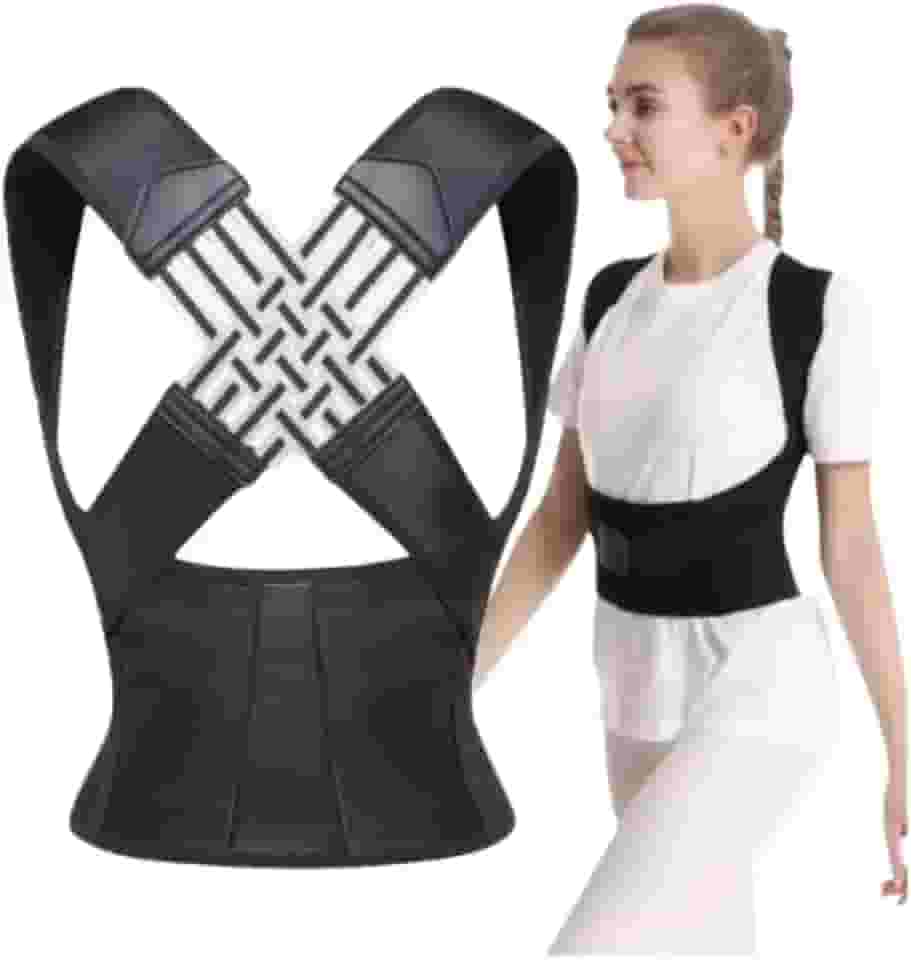 Colete Corretor Postural Unissex, Alívio de Dores nas Costas, Suporte Lombar Ajustável, Correção de Postura Cervical e Melhora, Alivia a Dor Muscular com Tecido Respirável e Lavável, Discreto para Uso Diário Cinta Colete Postural Corretor para Uso diário