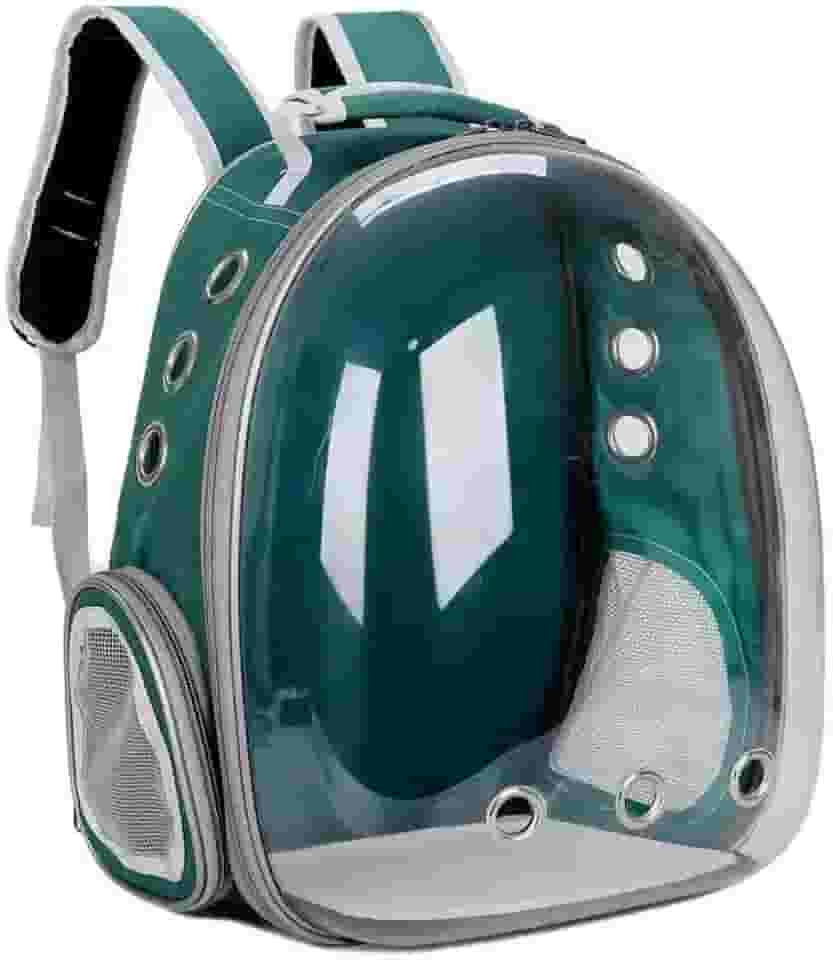 Mochila De Transporte Para Pets Cachorros E Gatos Com Ventilação Transparente E Visão Panorâmica Bolsa Astronauta Passeio Animal De Estimação Portátil (Verde)