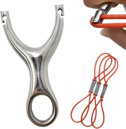 Piaoyu Slingshot de aço inoxidável tradicional recurvo profissional caça ao ar livre tiro simples com 3 tiras de borracha, estilingue para adultos