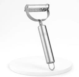 Descascador Ralador 2 em 1 Aço Inox Dupla Lâmina Móvel para Frutas, Legumes e Batatas Utensílio de Cozinha Prático e Durável