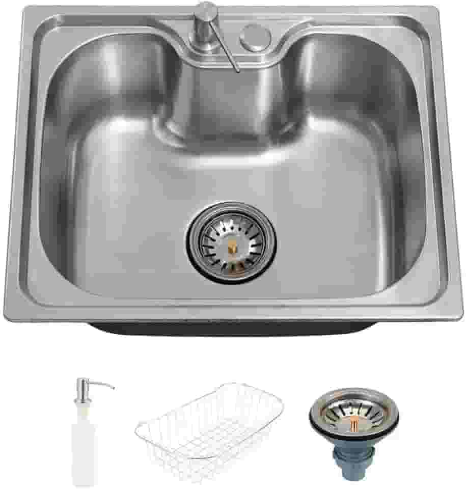 Pingoo.Casa, Cuba Para Cozinha Com Acessórios, 40x50x13 cm, Gourmet, Com Borracha Anti-ruído, Aço Inox Escovado, Inclui Cesto Escorredor, Dosador De Detergente 300ml, Válvula De Escoamento