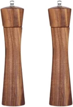 kit 2 Moedores Sal E Pimenta Em Madeira Triturador Temperos 21cm Marrom