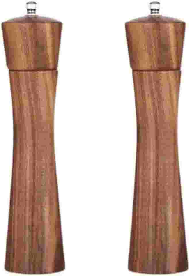 kit 2 Moedores Sal E Pimenta Em Madeira Triturador Temperos 21cm Marrom