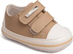 Sapatinho Tênis Bebê Fecho em velcro Casual Conforto Bege
