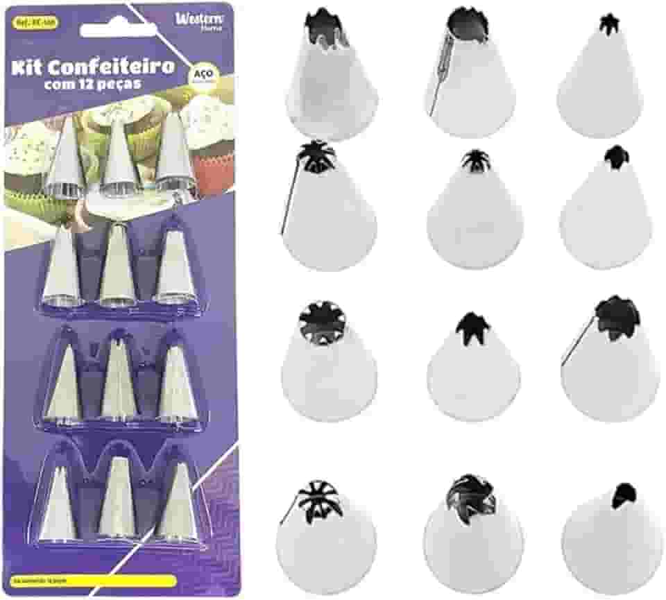 Kit com 12 Bicos Decoradores para Confeitar Bolos em Aço Inox - Profissional e Durável - Ideal para Confeiteiros, Cake Design e Decoracao de Doces, Bolos, Cupcakes e Sobremesas