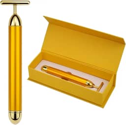 Massageador Facial Gold Efeito Lifting - Redução de Rugas e Linhas de Expressão - Diminui Papada, Olheiras e Inchaço - Estimula Colágeno e Absorção de Cremes