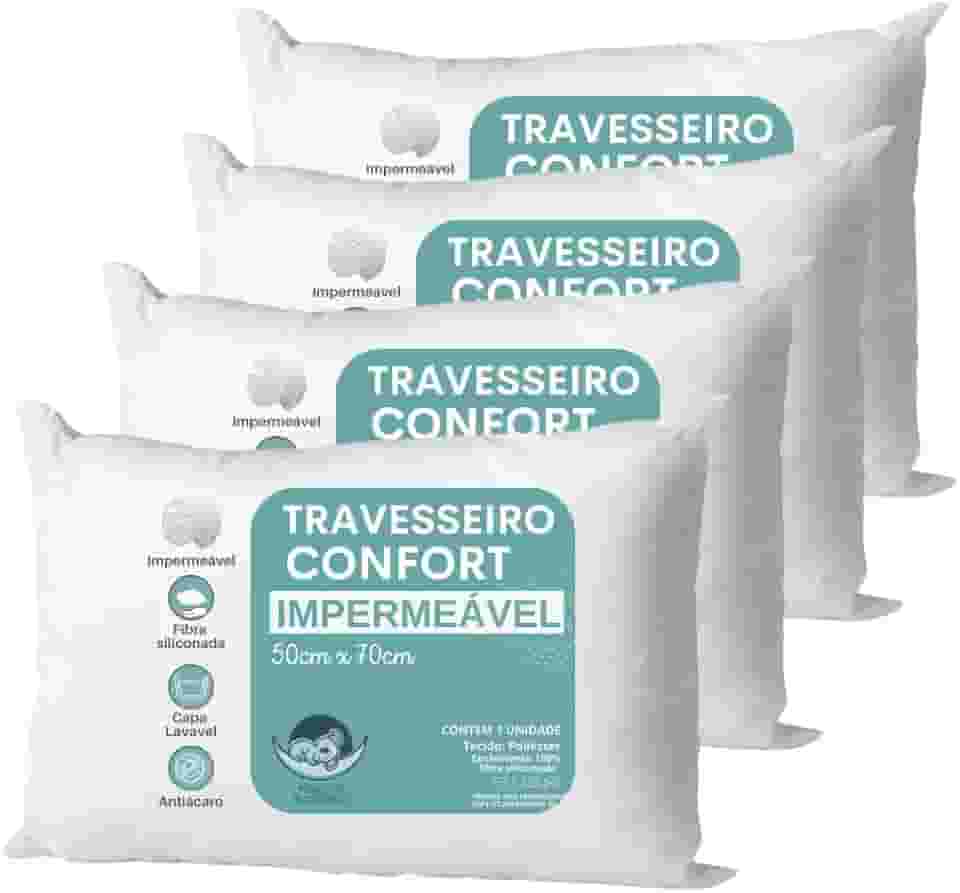 Kit 4 Travesseiro Conjunto Cama 50x70 Capa Removivel Macio