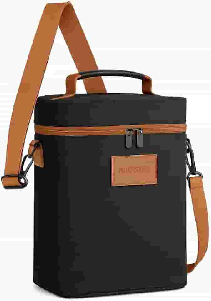 Bolsa Térmica De Transporte Impermeável Para Vinho Porta 2 Garrafas Com Alça De Ombro Preto Premium Wine Bag