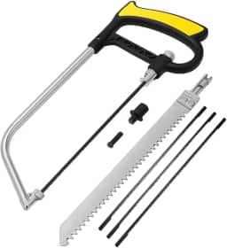 Kit Serra Manual 7 Peças, Arco de Aço Reforçado, Lâminas Intercambiáveis para Madeira, Metal e PVC, Uso Profissional e Doméstico