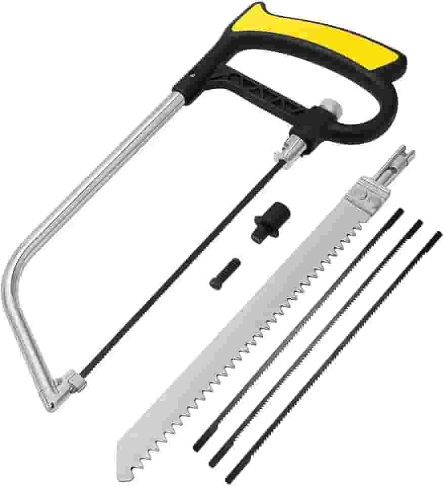 Kit Serra Manual 7 Peças, Arco de Aço Reforçado, Lâminas Intercambiáveis para Madeira, Metal e PVC, Uso Profissional e Doméstico