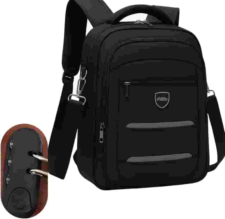 Mochila para Notebook Masculina e Feminina Reforçada Resistente, Impermeável com Cadeado Antifurto Ideal para Trabalho, Faculdade e Escola, Alça Ergonômica - Meterial Premium - Steel Hook Preta