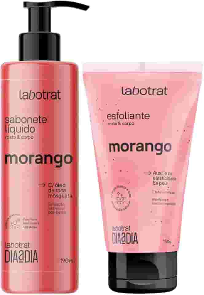 Kit Sabonete Liquido + Esfoliante Corpo E Rosto Labotrat Dia A Dia Cheiro De Fruta Morango 150g