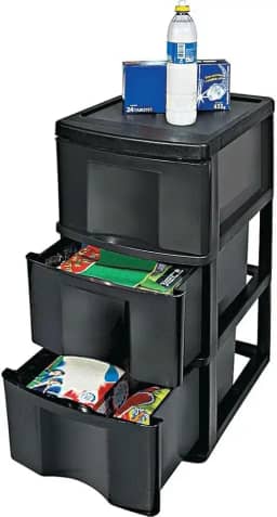 Gaveteiro Plástico Grande 3 Gavetas Preto Gv14p São Bernardo