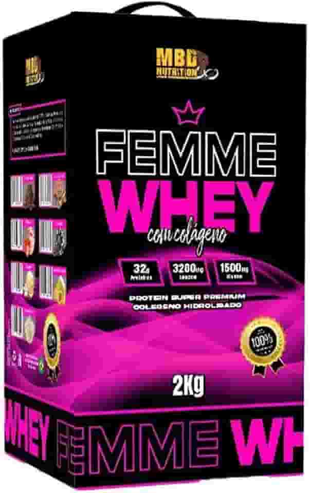 Whey Protein Femme 2kg (caixa) MBD Nutrition c/Colágeno Sabor Morango