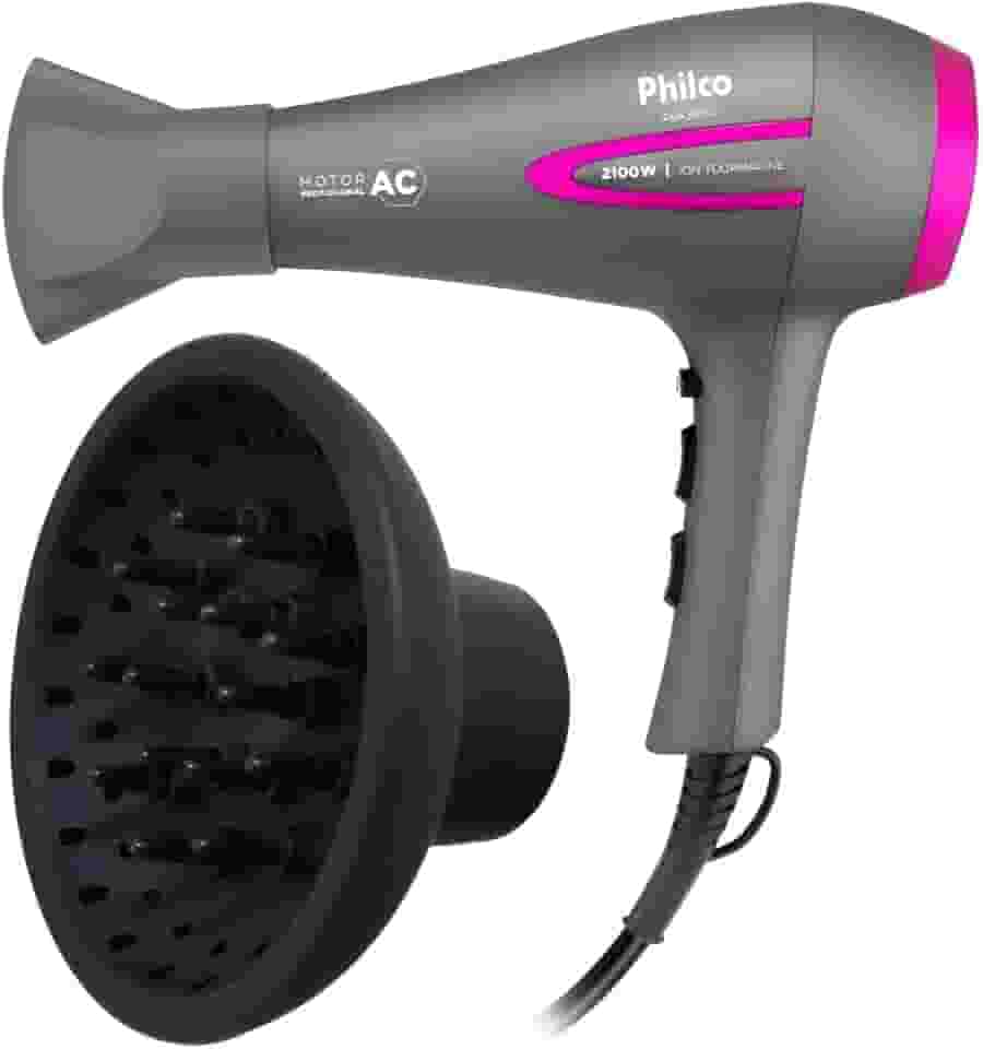 Secador de Cabelo Philco Profissional Íon Tourmaline 2100W PSA3300 com Difusor de Cachos - 220V