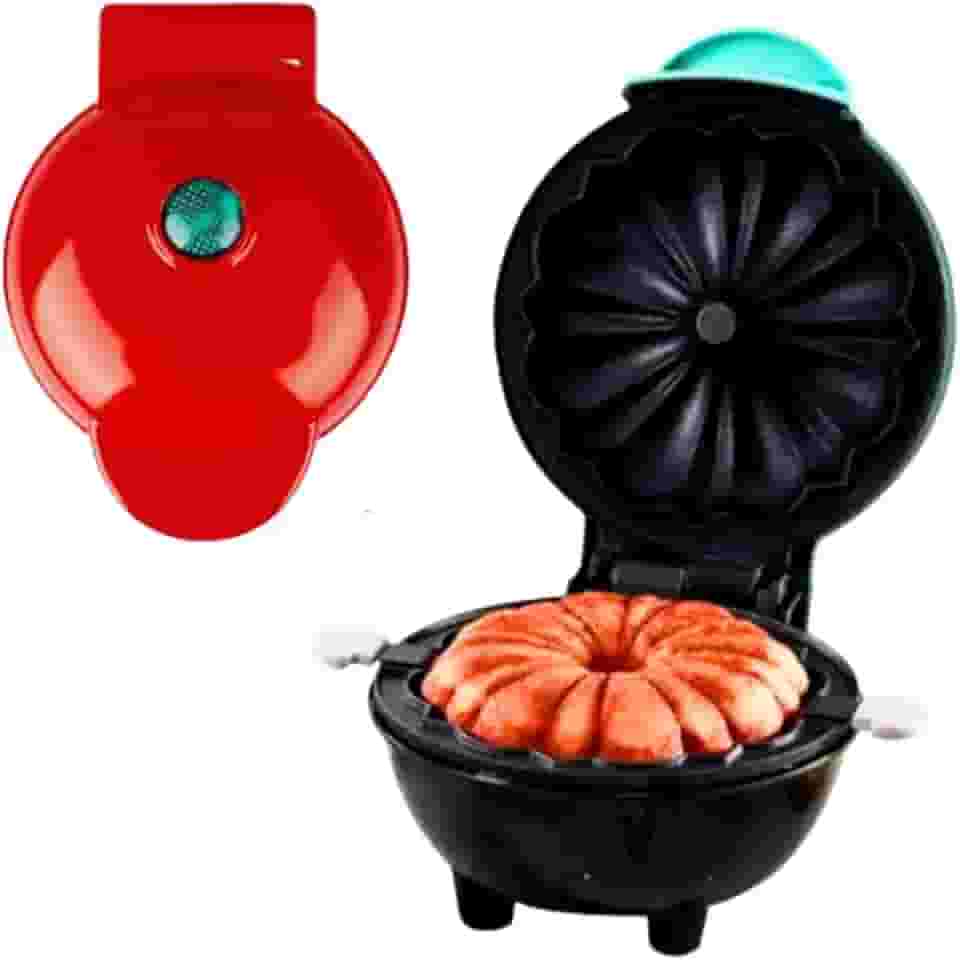 Máquina de Fazer Bolos Doces Waffle Rosquinhas Donuts Assadeira Mini Bundt Cake Maker Premium (110, Volts)