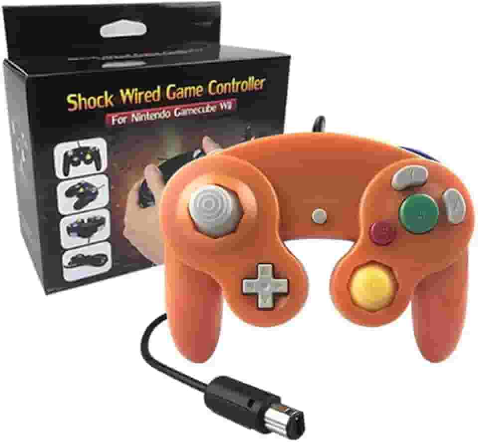 TechBrasil Controle Game Cube Nintendo Wii/U Switch Computador Laranja