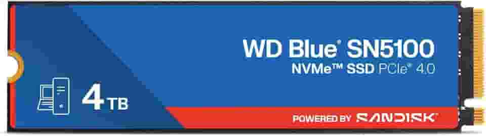 SANDISK SSD NVMe WD Blue SN5100 de 4 TB - M.2 2280, PCIe Gen 4.0, unidade de estado sólido interna - velocidades de leitura de até 6.900 MB/s, armazenamento de atualização para PC/laptops