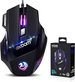 Mouse Gamer Anúbis 7 Botões 3200 DPI Ajustável LED RGB Alta Precisão e Velocidade Jogos Trabalho Estudos Cabo Reforçado Super Rápido Ergonômico Antideslizante Clique Duplo Premium - Preto