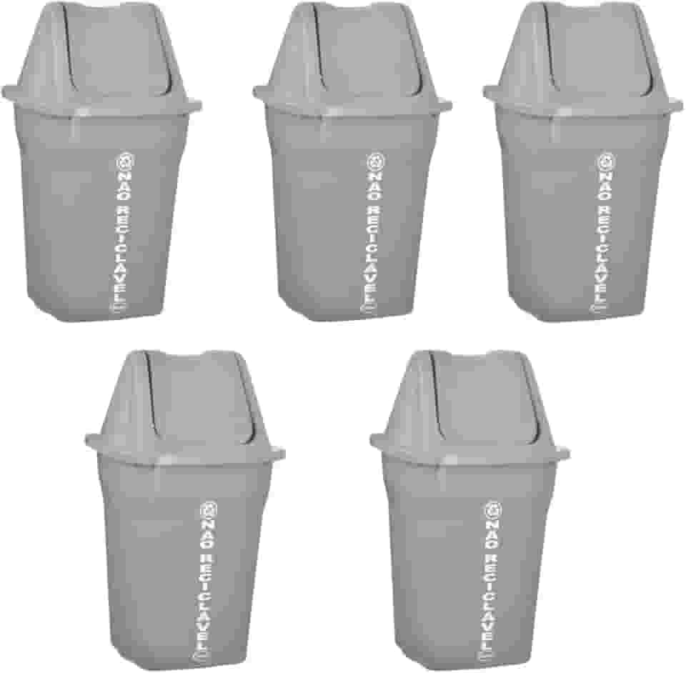 Kit 5 Lixeiras Coleta Seletiva Não Reciclável cesto lixo reciclagem em casa externa Organização e Sustentabilidade para Seu Espaço