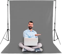 Tecido Fundo Infinito Cinza Escuro Estúdio Fotográfico 1,90 X 3,00 Mts