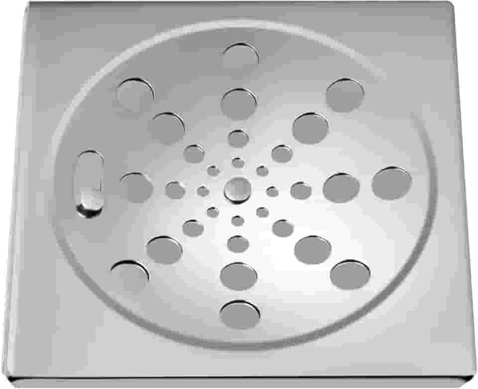 Ralo Grelha Inox Para Banheiro Quadrado 15x15 Com Fecho Cromado Triplo de Alta Resistência à Corrosão