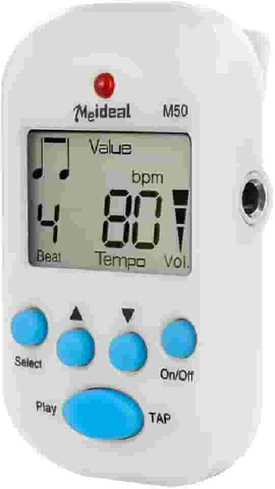 Metrônomo eletrônico portátil multifuncional clip-on LCD digital beat tempo mini metrônomo com bateria para piano, violino, guitarra, tambor de armadilha - branco