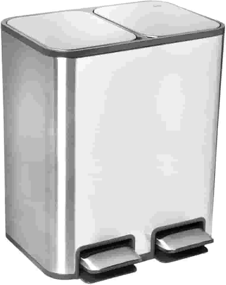 Docol Lixeira Dupla com Pedal Piso Docol Flat 20L (10+10L) Aço Inox Balde Removível