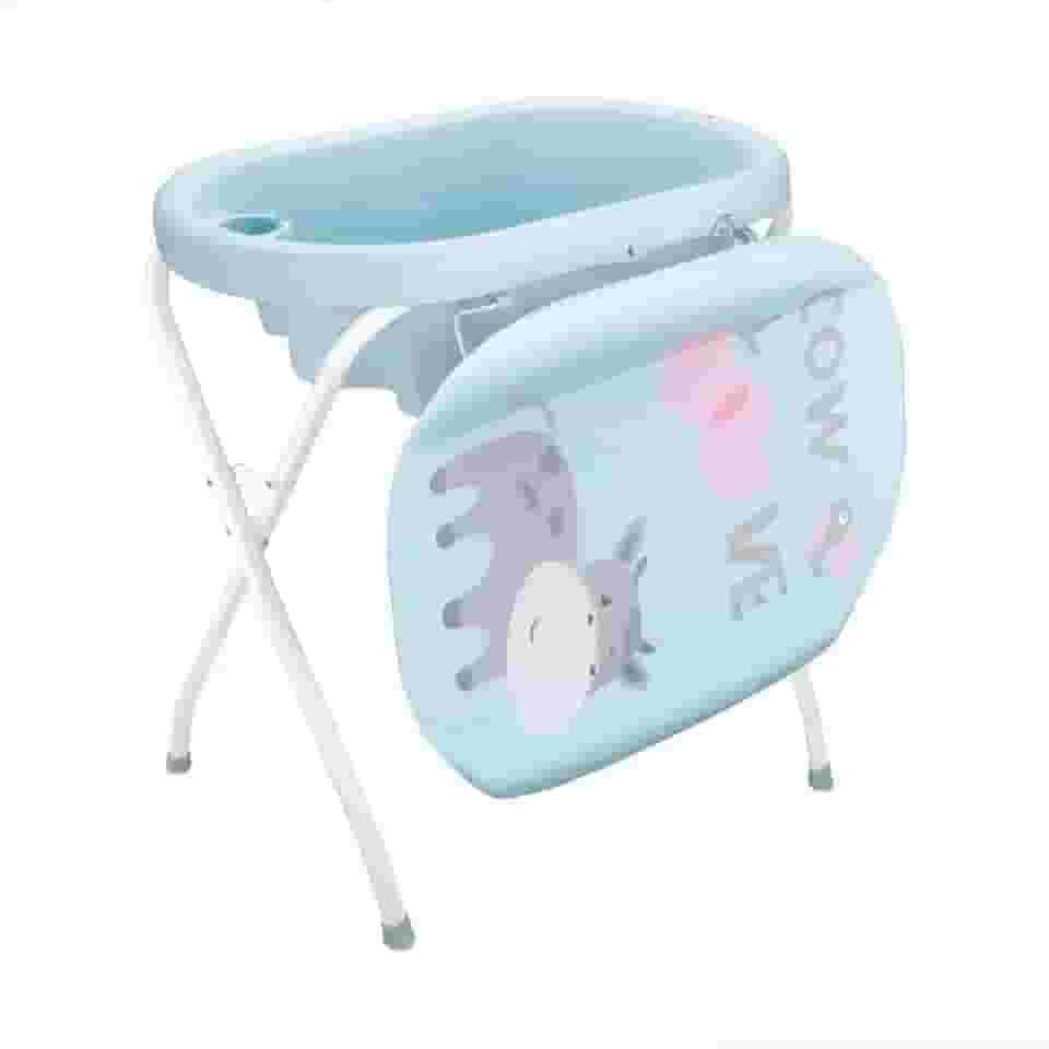 Banheira de Bebê Prime Baby SPA Luxo 2 em 1 Com Trocador de 0 a 5 anos Banho Seguro Suporta até 20kg (Azul)
