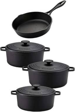 Jogo de panela de ferro fundido caçarola Neo 16, 18, 22 tampa de ferro alça de ferro e frigideira 20 sem tampa Santana