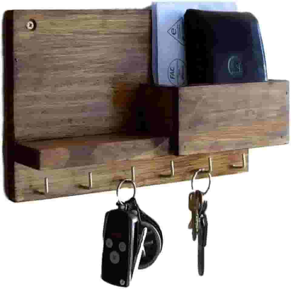 Porta Chaves Celular Cartas Em Madeira De Pinus Rústico