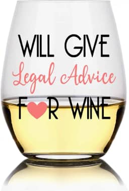 Dará conselhos jurídicos para taça de vinho, presente engraçado de advogados, presentes de paralegal, presentes de advogado, presentes de assistente jurídico, presentes de estudante de direito, presentes de advogado para mulheres, irmã