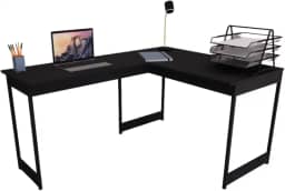 Mesa Em L Estilo Industrial Escrivaninha De Canto Escritório Estudo Beni Camaleão (Preto)