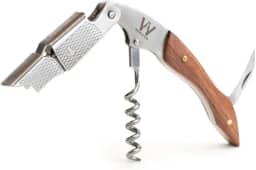 Abridor De Vinho Profissional Wine & Cia Tipo Sommelier Saca Rolhas 2 Tempos Com Serrilha Em Aço 304 (Madeira Marrom)