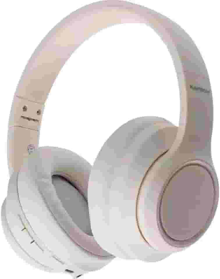 Fone de Ouvido Estéreo Sem Fio Headphone Bluetooth - Redução de Ruído e Longa Duração de Bateria com 18 horas de Bateria, Carregamento Rapido, Design Dobrável (Bege)