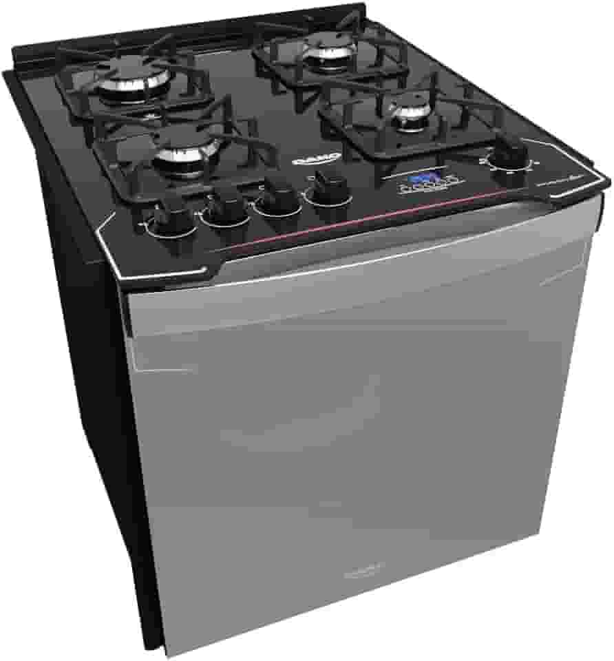 Fogão de Embutir 4 Bocas Preto com Frente Espelhada e Timer Digital Dako Diplomata Grill Style Bivolt