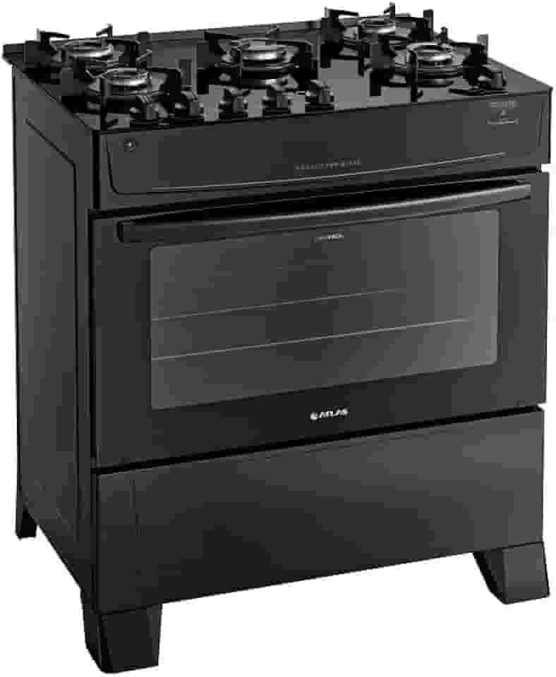 Fogão Atlas 5 Bocas preto Mônaco Top Glass com Acendimento automático - Bivolt