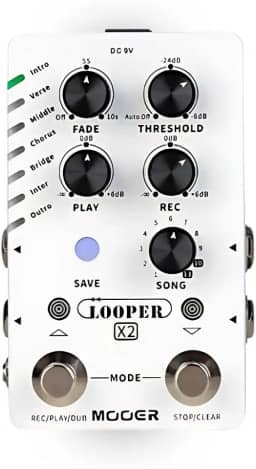 Mooer Pedal Looper L7 X2 M727 | para Guitarra, Stereo, 14 Locais de Loop, Gravação e Overdub, Undo/Redo, Tap Tempo, Interface USB, Software de Edição, Compacto, 9V DC