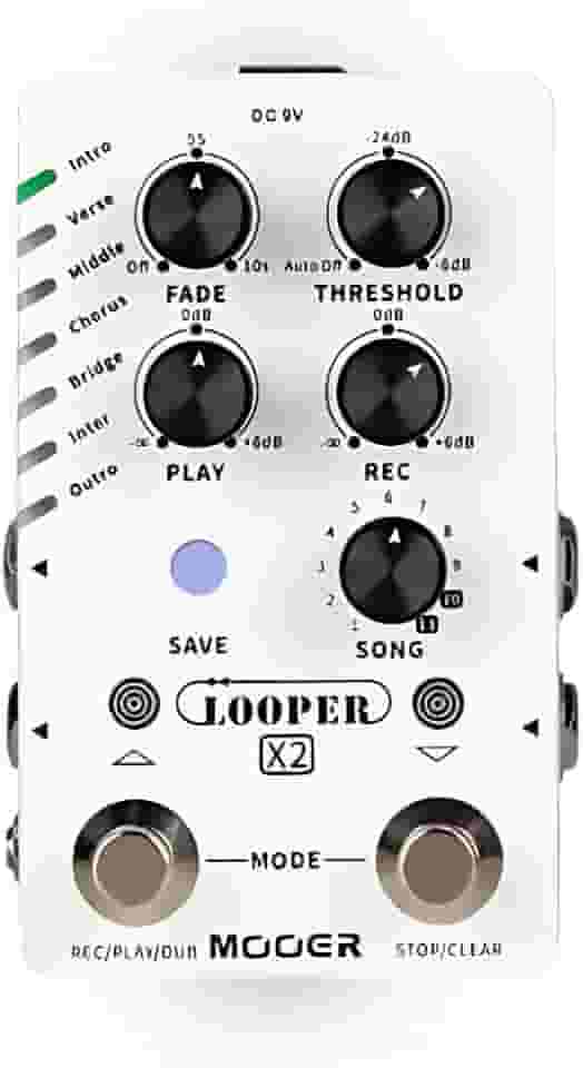 Mooer Pedal Looper L7 X2 M727 | para Guitarra, Stereo, 14 Locais de Loop, Gravação e Overdub, Undo/Redo, Tap Tempo, Interface USB, Software de Edição, Compacto, 9V DC