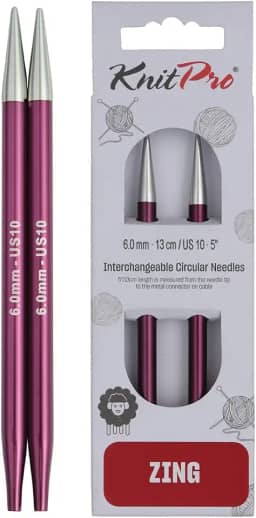 Par de Agulhas de Tricô Intercambiáveis 6.00mm - Zing - 47507 - Knitpro