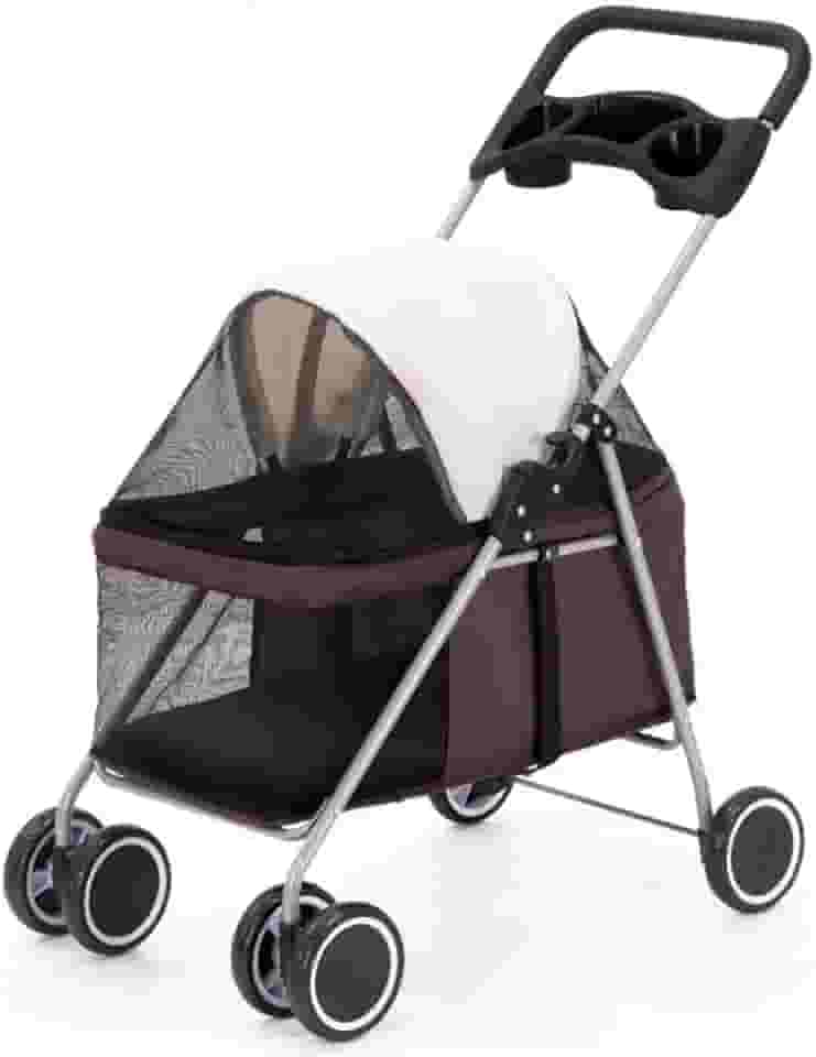 JAMBO PET Carrinho de passeio para Pet, Basic, Feito em Poliéster, Para Animal de estimação, cachorro, cão, gato pequeno porte, Montagem simples, Suporta até 15 Kg, Cor Vinho