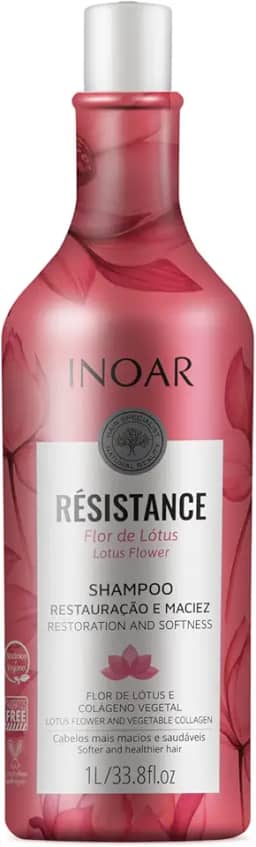 Inoar, Shampoo Résistance Flor de Lótus – Revitalização, Regeneração e Maciez com Colágeno Vegetal - 1L