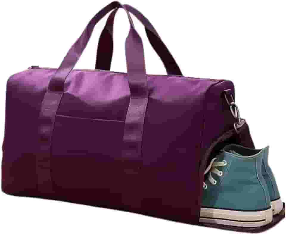 Bolsa Mala de Viagem Super Grande 40L – Poliéster Resistente, 5 Compartimentos com Zíper, Bolso Impermeável, Alças Removíveis, Transversal Unissex (Roxo)