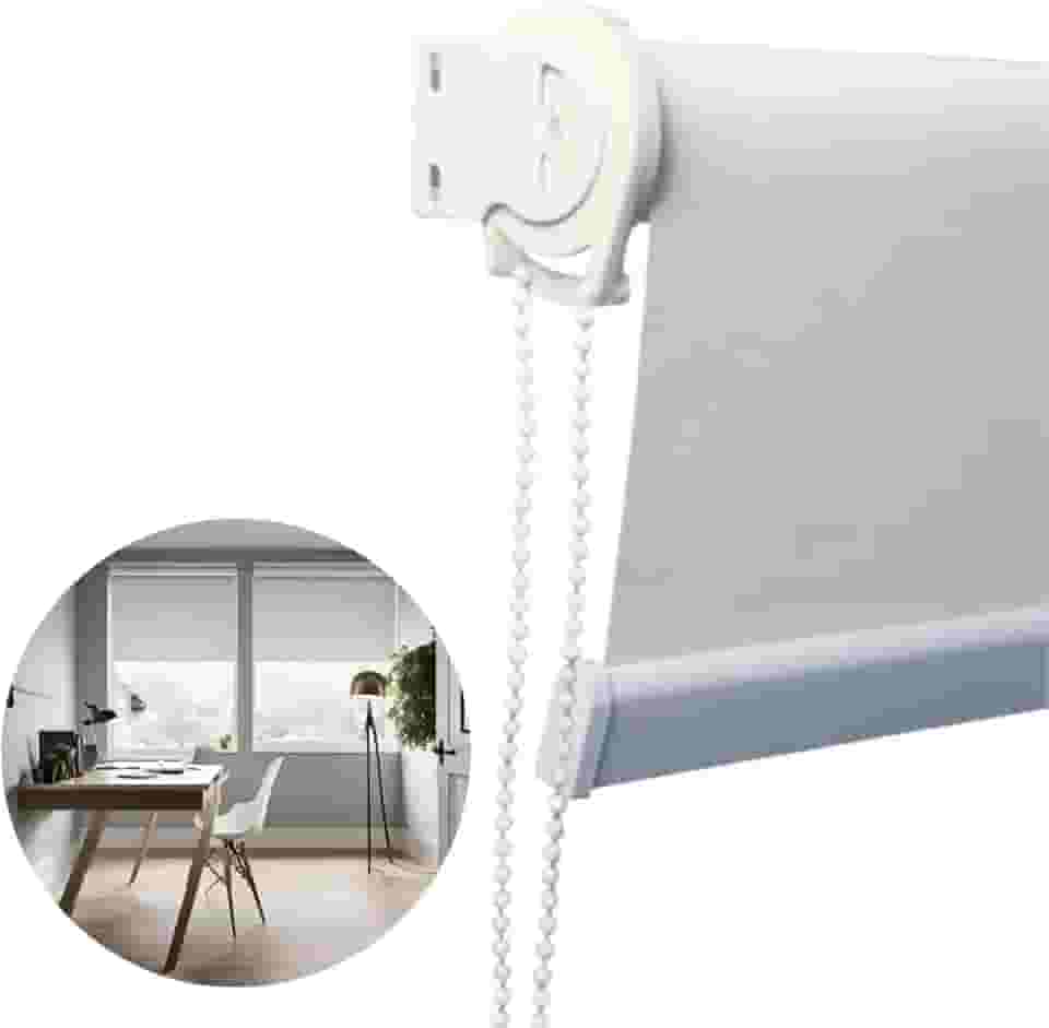 Atlas - Persiana Rolo de Tela Solar de Trama Intermediária de 3%, Tamanho de 80x160cm, Cor Off White