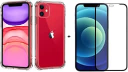 Kit Capinha + Pélicula Premium - Case Anti Schok Slim Para iPhone 11 Capa trânsparente Anti Impacto Linha Luxo - (Toda Linha Apple Iphone 11/12/13/14/15/16 Pro/Pro Max)